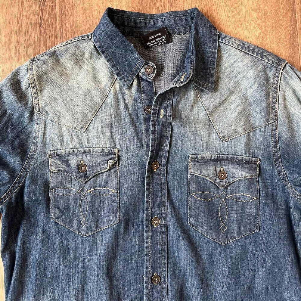 Broken Threads Denim Western Shirt Sz S - Picture 4 of 11